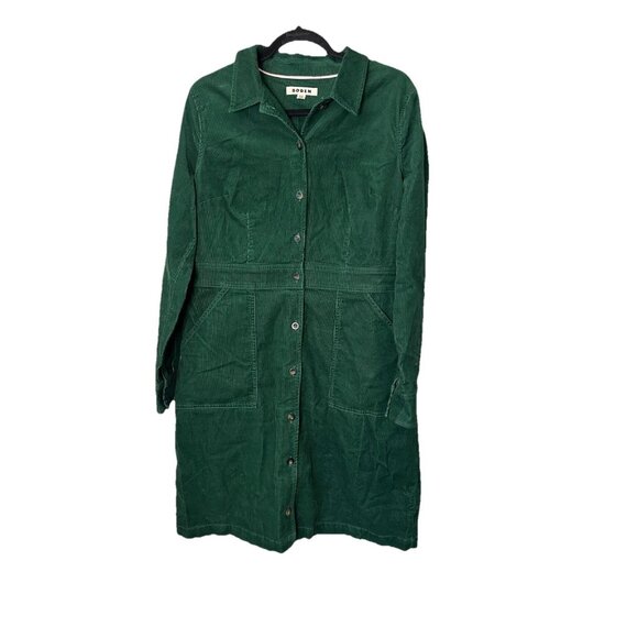 Boden Dresses & Skirts - Boden Women's US 12L Long Green Flora Cord Dress Long Sleeve Button Front